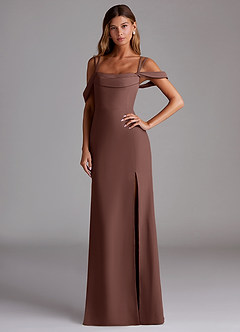 Azazie Callan Bridesmaid Dresses Espresso Mermaid Pleated Chiffon Convertible Dress image1