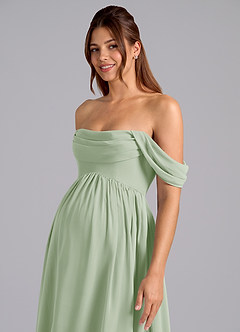 Azazie Saige Abiti da damigella d'onore premaman Abito A-Line Plissettato Chiffon Floor-Length image6