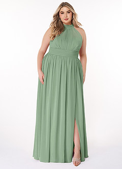 Azazie Iman Bridesmaid Dresses Matcha A-Line A-Line Ruched Chiffon Dress image8