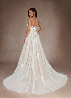 Azazie Yari Wedding Dresses Diamond White Nude A-Line Sequins Tulle Dress image3