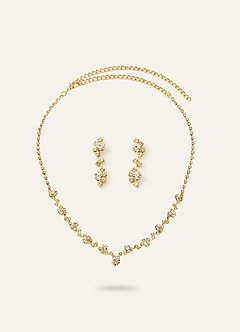 front Rhinestone Cluster Jewelry Set