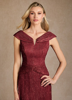 Azazie Warren Mother of the Bride Dresses Ruby A-Line Pleated Metallic Mesh Dress image7