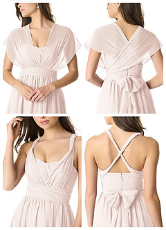 Azazie Olani Bridesmaid Dresses Rose Petal A-Line Off the Shoulder Chiffon Convertible Dress image6