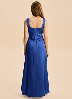 Azazie Kiki Junior Royal Blue A-Line Bow Stretch Satin Dress image5