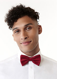 front Matching Matte Satin Pre-Tied Bow Tie & Suspenders Set