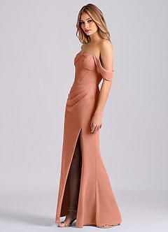 Azazie Joanne Vestidos de damas de honor Vestido de Mai Tai de Gasa de Corte Sirena con Vestidos sin tirantes image3