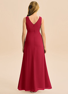 Azazie Floris Junior Vestido de Escarlata de Gasa de Corte en A con Plisado image3