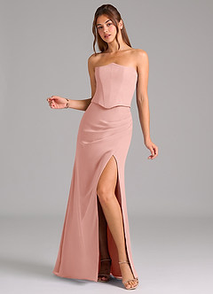 Azazie Jenine Bridesmaid Dresses Rosette Mermaid Strapless Chiffon Dress image3