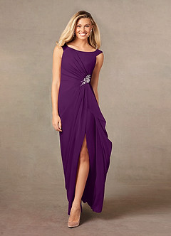Azazie Yarrow Mother of the Bride Dresses Grape A-Line Pleated Chiffon Dress image3