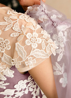 Azazie Dandelion Flower Girl Dresses Dusty Rose Ball-Gown Lace Dress image8