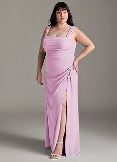 Azazie Jesaphine Bridesmaid Dresses Candy Pink Sheath Bow Chiffon Dress image11