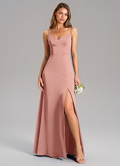 Azazie Talina Bridesmaid Dresses Rosette A-Line Stretch Satin Dress image5