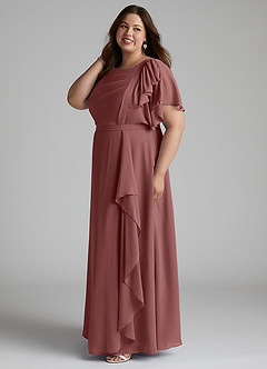 Azazie Aaliyah Modest Bridesmaid Dresses A-Line Scoop Pleated Chiffon Floor-Length Dress image7