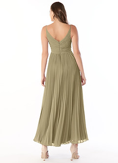 Azazie Raychelle Robes de demoiselle d'honneur Robe Trapèze en Mousseline de soie Col en V Vert Mousse image2