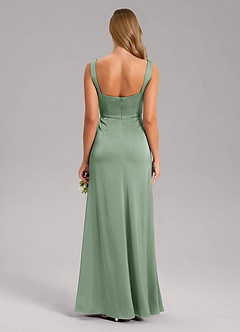 Azazie Frostine Brautjungfernkleider A-Linie Schleifen Stretch-Satin Kleid Matcha image2