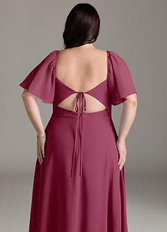 Azazie Chloe Bridesmaid Dresses Mulberry A-Line Sweetheart Neckline Chiffon Dress image13