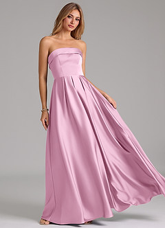 Azazie Lucienne Bridesmaid Dresses Candy Pink A-Line Strapless Stretch Satin Convertible Dress image8