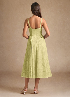 Azazie Lorain vestidos de madre de la novia Vestido de Sorbete De Limón de Devorado Floral de Corte En A con Plisado image8