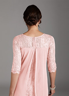 Azazie Flo Mother of the Bride Dresses Blushing Pink A-Line Lace Chiffon Dress image5