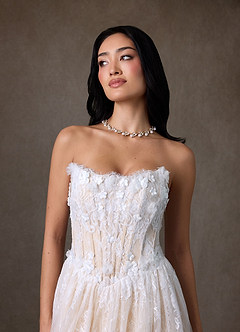 Azazie Vanessa Robes de mariée Robe Princesse en Dentelle Sans bretelles Diamant Blanc Champagne image8