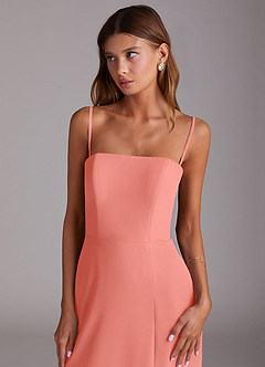 Azazie Wren Bridesmaid Dresses Salmon Pink A-Line Strapless Chiffon Dress image2