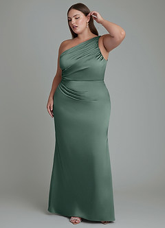 Azazie Akilah Brudtärnklänningar Klänning av Sjöjungfru i Stretch Satin One-shoulder Havsmossa image10