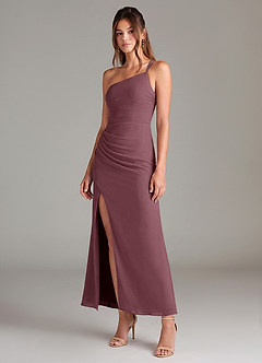 Azazie Eren Jurken voor bruidsmeisjes Jurk van Chiffon met Zeemeermin One-shoulder Sangria image1