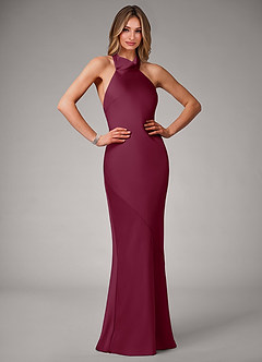 Azazie Velli Bridesmaid Dresses Mulberry Mermaid Stretch Satin Dress image1