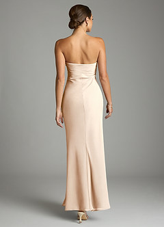 Azazie Saylor Vestidos de damas de honor Vestido de Alabastro Blanco de Gasa de Corte Sirena con Sin tirantes image11