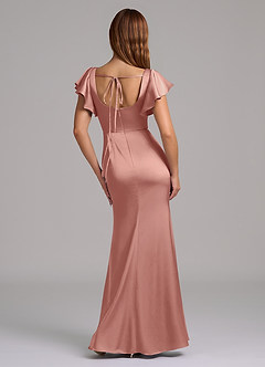 Azazie Elkie Jurken voor bruidsmeisjes Jurk van Stretch Satijn met Zeemeermin Vierkante halslijn Rozet image2