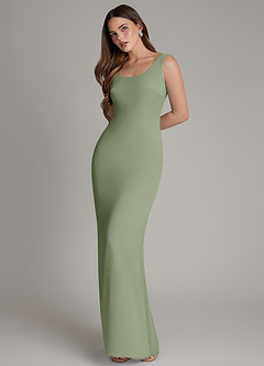 Azazie Hadley Bridesmaid Dresses Pistachio Mermaid Pleated Chiffon Dress image3