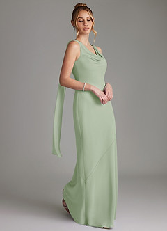 Azazie Essence Bridesmaid Dresses Dusty Sage Sheath Chiffon Dress image5