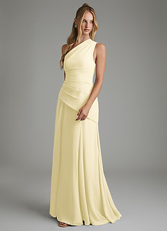 Azazie Holly Bridesmaid Dresses Lemon Sorbet A-Line Corset Chiffon Dress image5