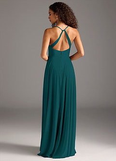 Azazie Davis Bridesmaid Dresses Peacock A-Line Pleated Mesh Dress image5