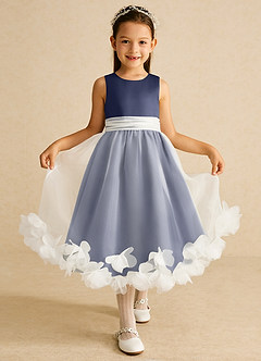 Azazie Stardust vestidos de niña de las flores Vestido de Tormenta de Organza de Corte En A con Sin mangas image1