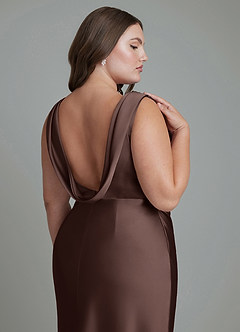 Azazie Kieryn Bridesmaid Dresses Ganache Mermaid Pleated Stretch Satin Dress image14