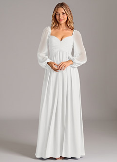 Azazie Bailee Brudepigekjoler En streg Langærmet Chiffon Gulv-længde Kjole image6