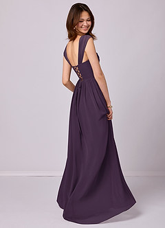 Barbie ♥ Azazie Bridesmaid Dresses Plum A-Line Corset Chiffon Dress image4