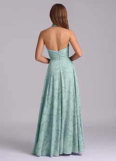 Azazie Tessie Bridesmaid Dresses Mist A-Line Pleated Floral Burnout Dress image2