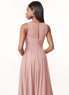 Azazie Nina Bridesmaid Dresses Powder Pink A-Line Pleated Chiffon Dress image3