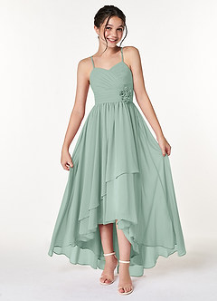 Azazie Catalina Junior Agave A-Line Ruched Chiffon Dress image1