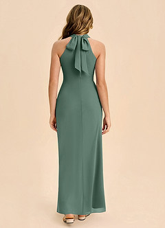 Azazie Doretta Junior Robe Fourreau en Mousseline de soie Plissée Mousse De Mer image2