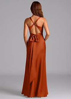 Azazie Hati Brudtärnklänningar Klä av Sjöjungfru i Stretch Satin Bränd Apelsin image7