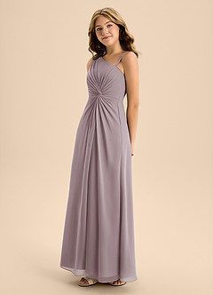 Azazie Brooke Junior A-Linie Seitliche Cut-Outs Chiffon Kleid Dämmerung image6
