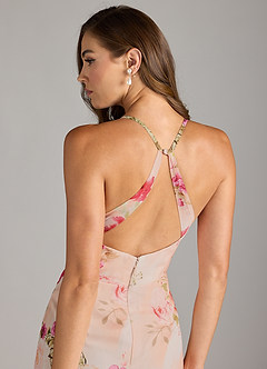 Azazie Becca Abiti da Damigella Abito Tubino in Chiffon con Scollo a V Abstract Bouquet Floral image6