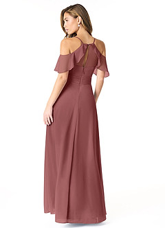 Azazie Dakota Bridesmaid Dresses Amethyst A-Line V-Neck Pleated Chiffon Dress image3