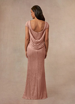 Azazie Galilea vestidos de madre de la novia Vestido de Oro Rosa de Malla Metálica de Sirena con Cuello en V image3