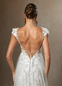 Azazie Moonstone Wedding Dresses Diamond White A-Line Sweetheart Sequins Tulle Dress image8