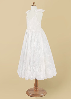 Azazie Tilly Flower Girl Dresses Diamond White A-Line Lace Dress image8