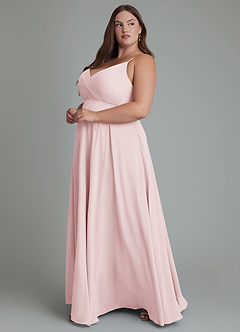 Azazie Amani Bridesmaid Dresses Blushing Pink A-Line Pleated Chiffon Dress image11